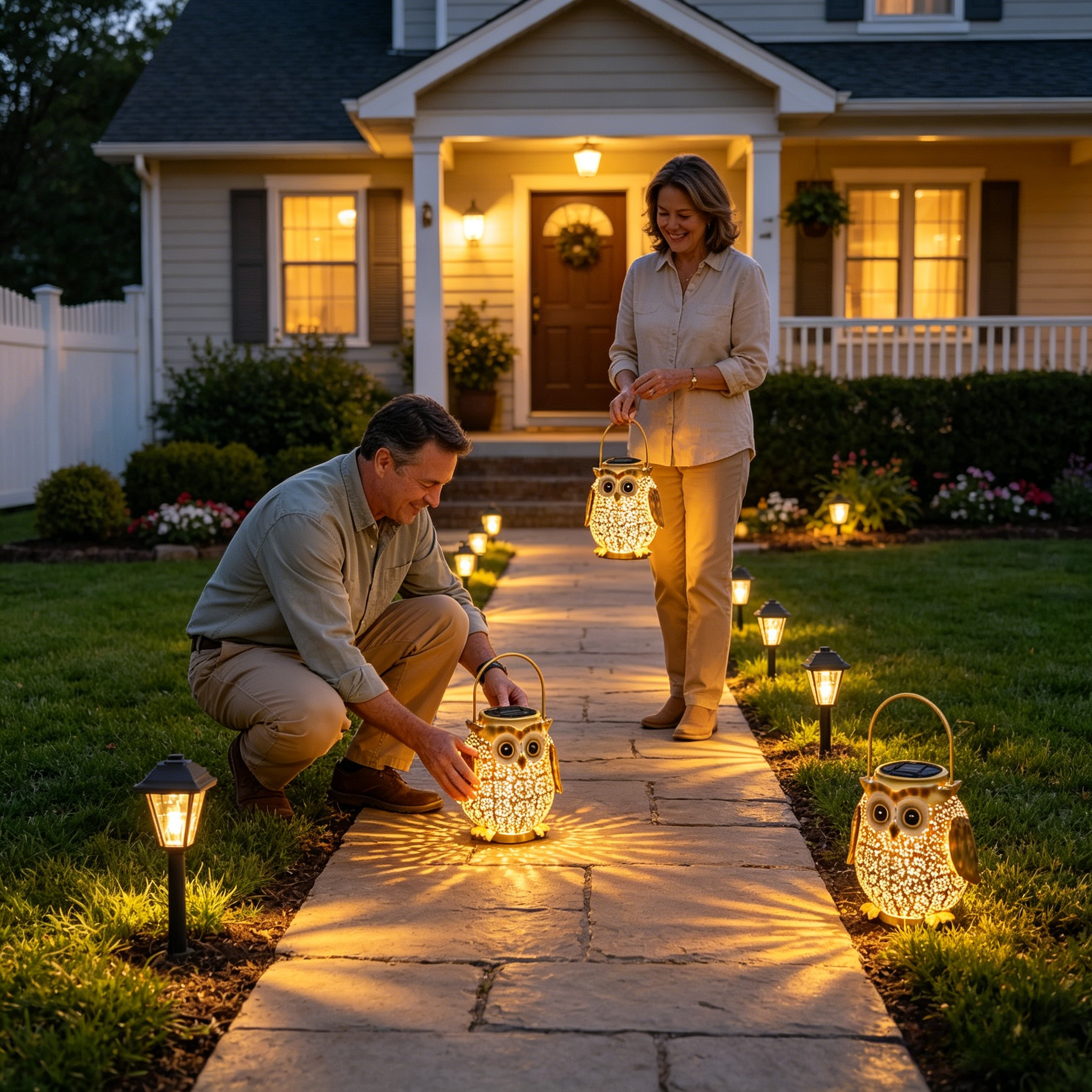 Golden Glow Owl Solar Lantern