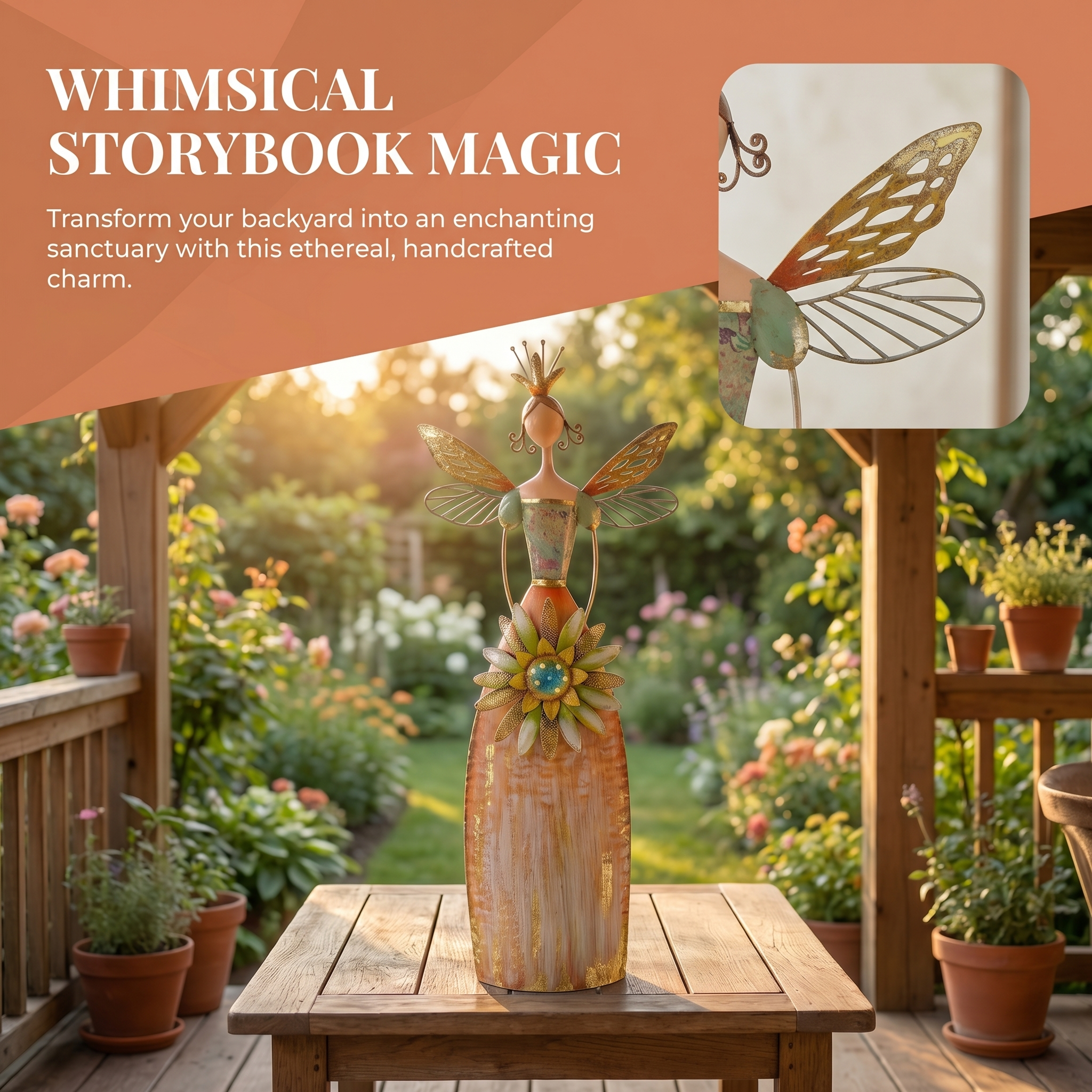 Fairy Angel Garden Metal Statue-karmazla