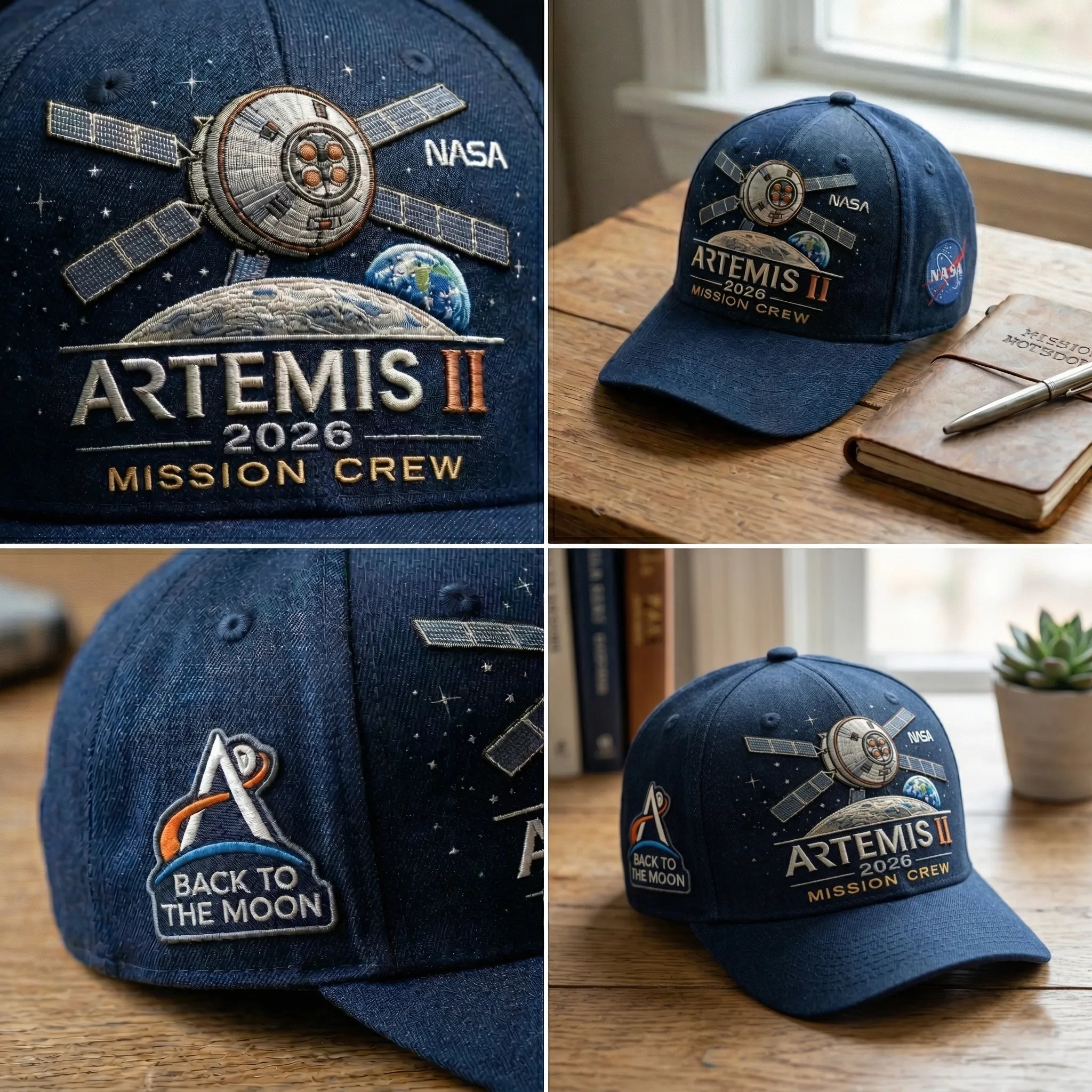 ✨High-end craftsmanship in hand embroidery-🌕Artemis II Lunar Mission Commemorative Cap-karmazla