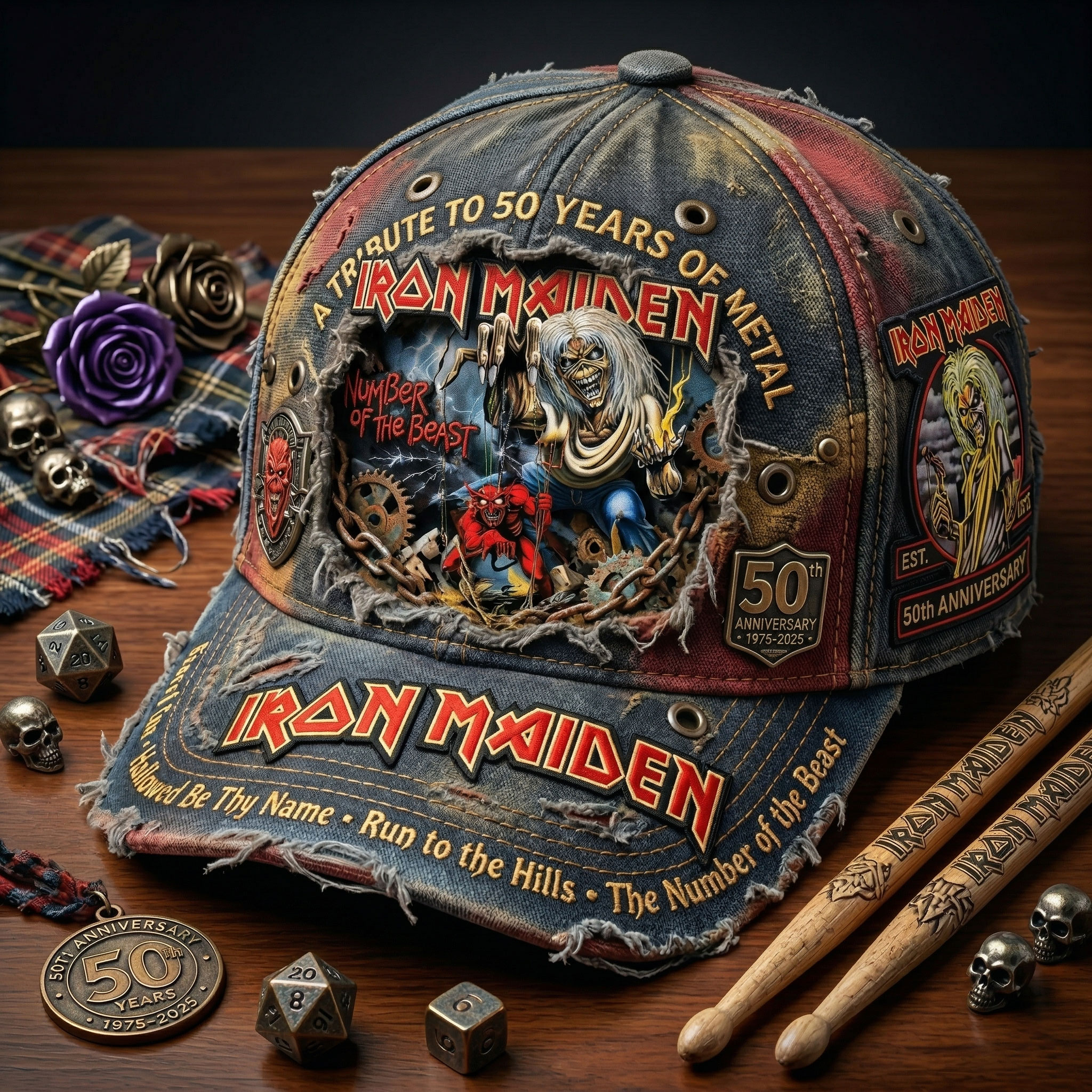 Iron Maiden 50th Anniversary Tribute Cap-karmazla