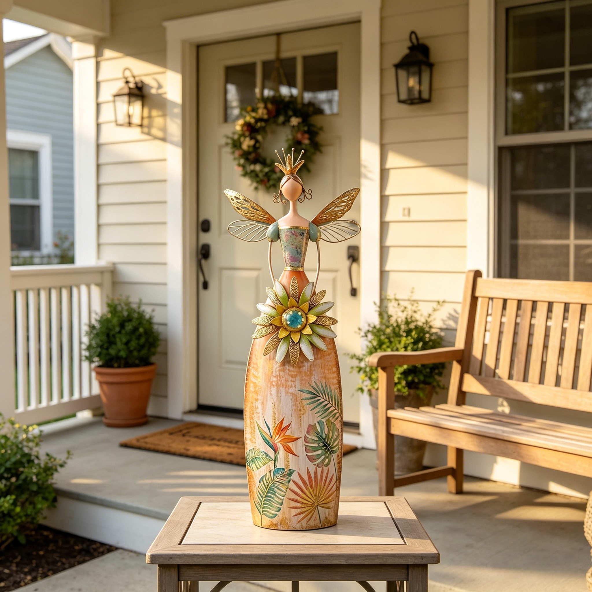 Fairy Angel Garden Metal Statue-karmazla