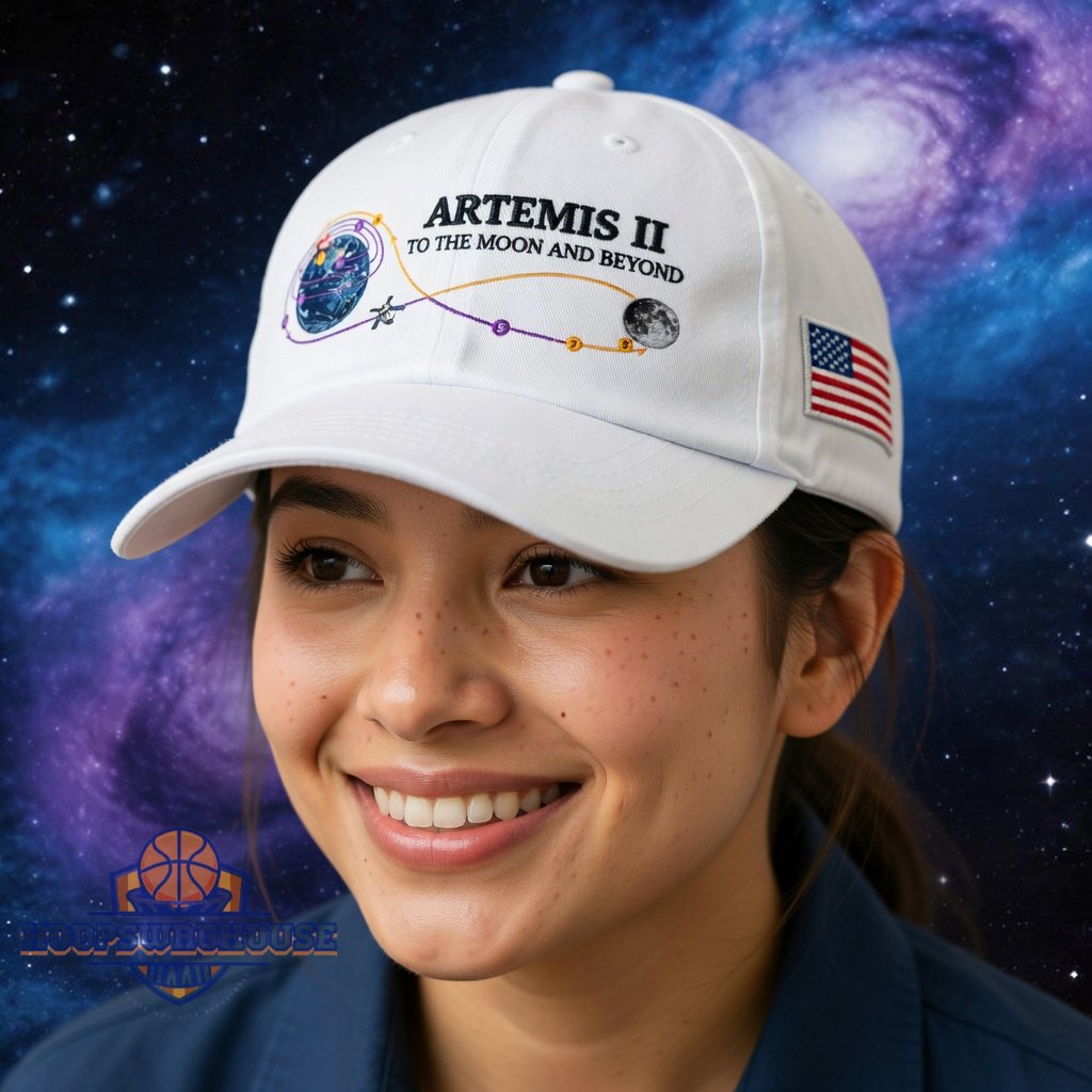 Artemis II To The Moon And Beyond Embroidered Baseball Cap - Detail View