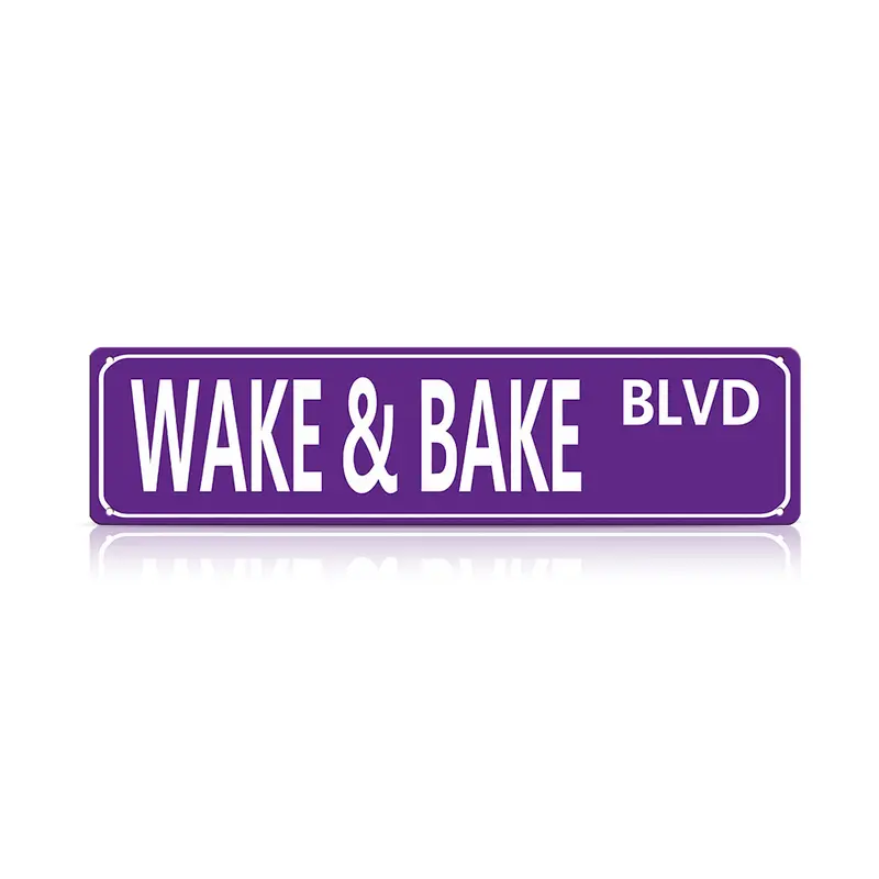 🔥 $16.99 On Sale Only Today 🌱Wake & Bake Blvd Metal Tin Sign (16 x 4 Inch) 