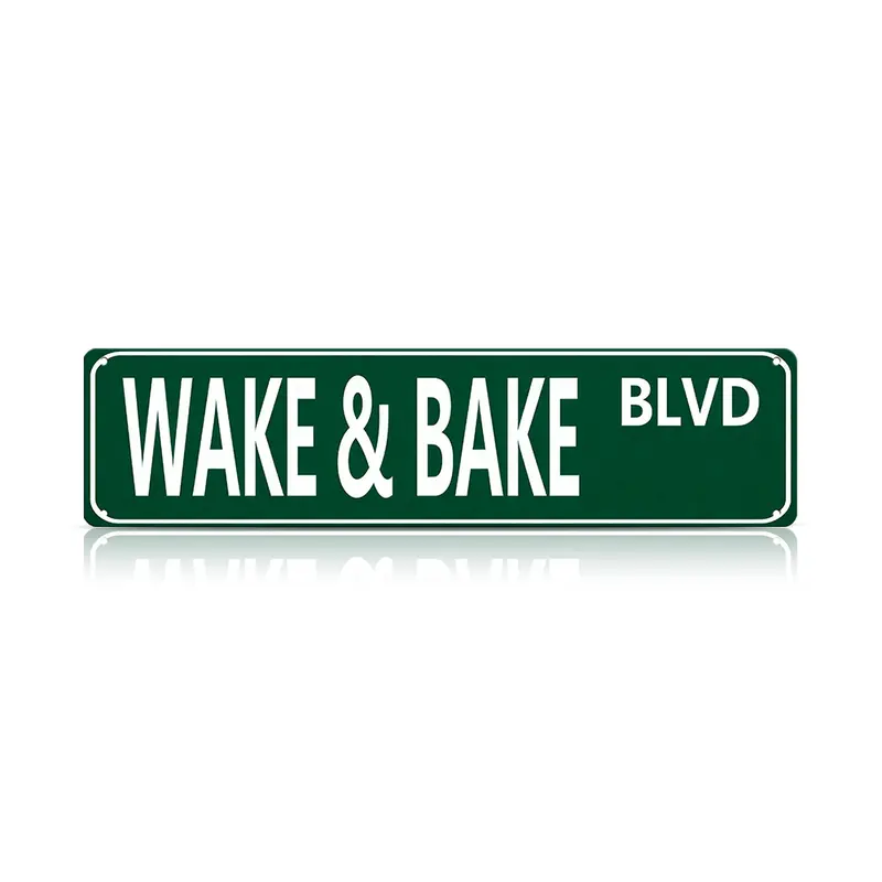 🔥 $16.99 On Sale Only Today 🌱Wake & Bake Blvd Metal Tin Sign (16 x 4 Inch) 