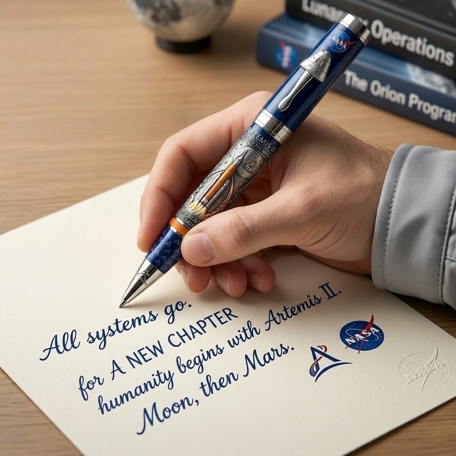 👨‍🚀Handmade NASA Artemis II SLS Back to THE Moon Commemorative Pen🚀✍️Hand-Carved 3D Details — No Stickers, No Compromises-karmazla