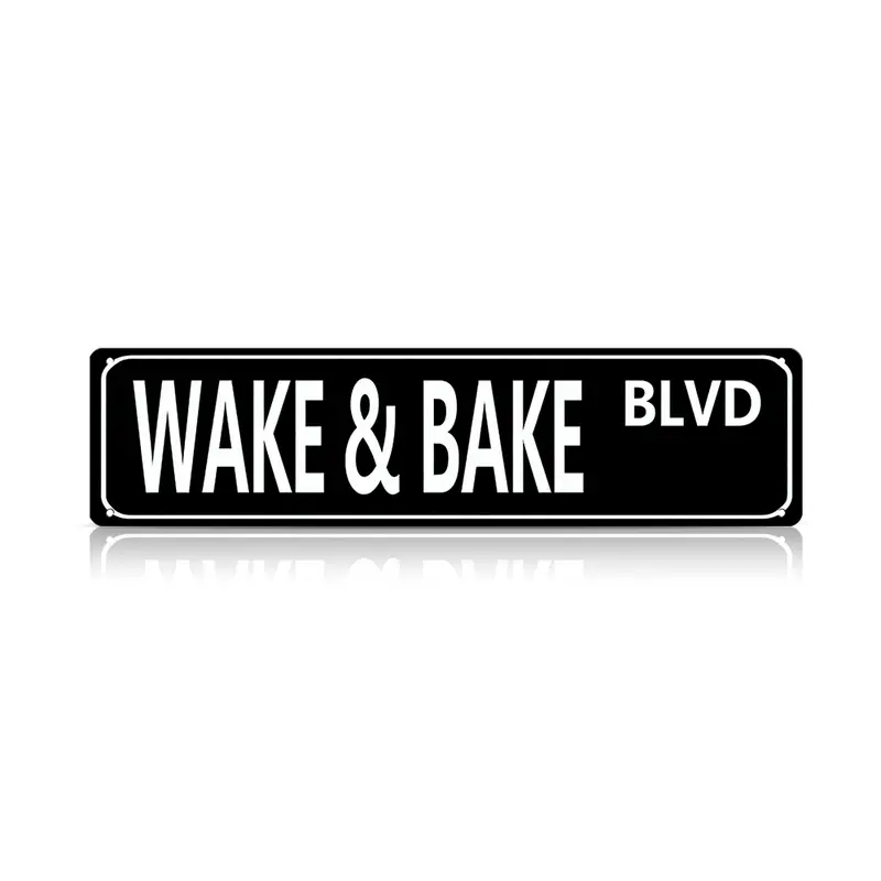 🔥 $16.99 On Sale Only Today 🌱Wake & Bake Blvd Metal Tin Sign (16 x 4 Inch) 