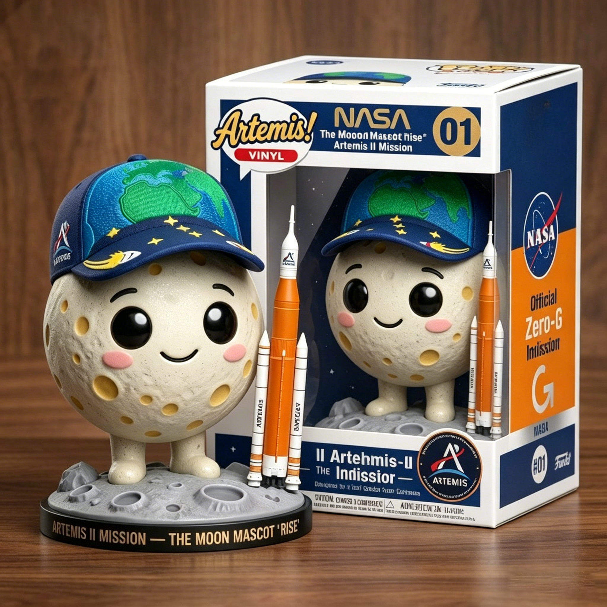 🌍NASA Artemis II Mission The Moon Mascot Rise 01 Vinyl Figure-karmazla