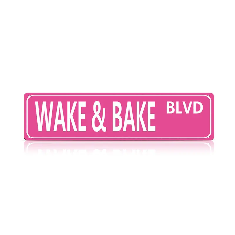 🔥 $16.99 On Sale Only Today 🌱Wake & Bake Blvd Metal Tin Sign (16 x 4 Inch) 