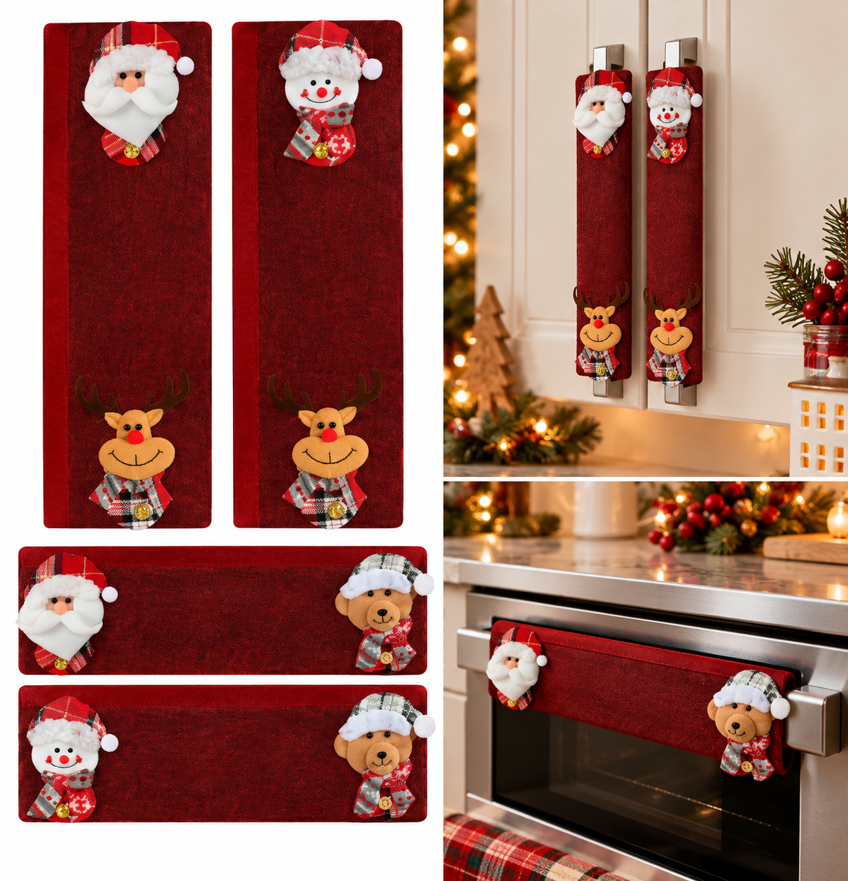 🎄 Christmas Santa & Reindeer Handle Covers | Festive Holiday Decor
