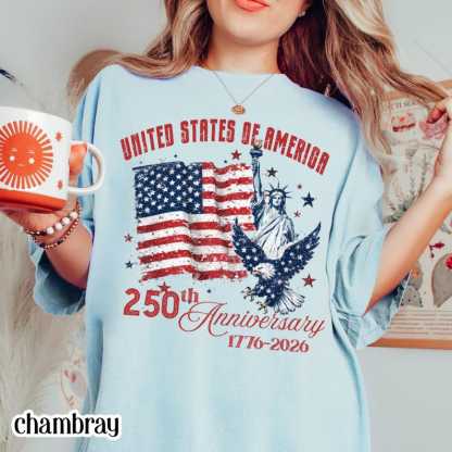 Comfort Colors United States of America 250th Anniversary Shirt Patriotic Vintage Flag 4th of July Tee 250 Years of Independence T-Shirt
