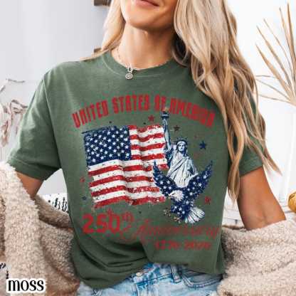 Comfort Colors United States of America 250th Anniversary Shirt Patriotic Vintage Flag 4th of July Tee 250 Years of Independence T-Shirt