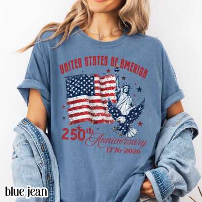 Comfort Colors United States of America 250th Anniversary Shirt Patriotic Vintage Flag 4th of July Tee 250 Years of Independence T-Shirt