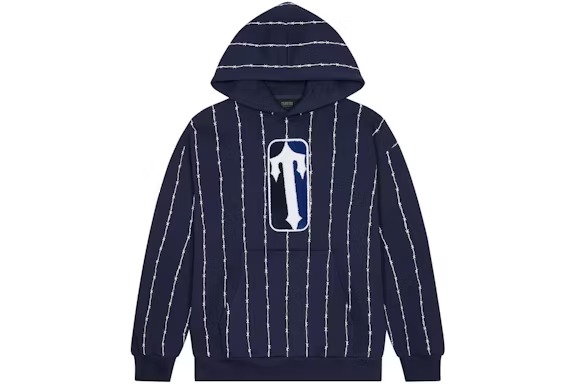 Trapstar Trap League Chenille Hoodie Navy Pinstripe