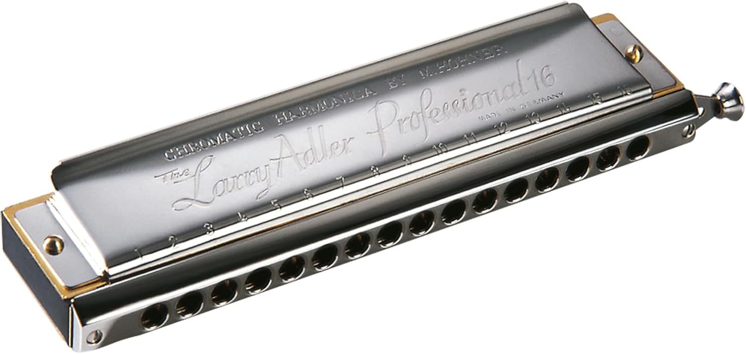 Hohner Larry Adler 64 - Harmonica chromatique argenté en do avec corps laiton plastique et style moderne-Lamiahaven