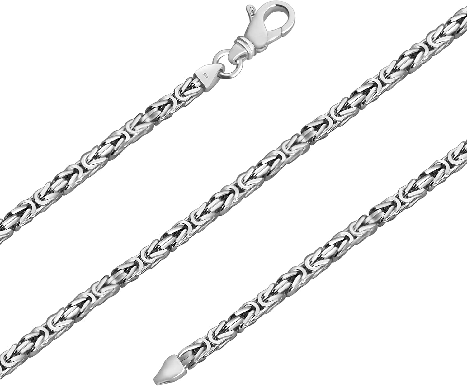 Avesano collier byzantin homme argent sterling 925 - chaîne massive 3 mm - longueur 45 à 70 cm avec boîte-Lamiahaven