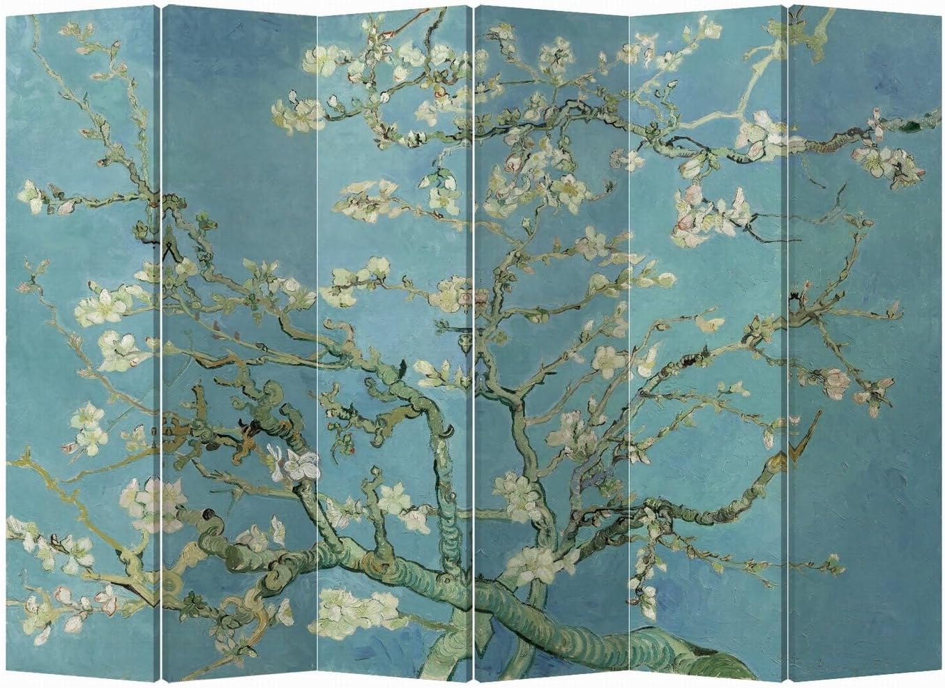 Fine Asianliving - paravent double face tissu 240 cm 180 cm - 6 panneaux motif Almond Blossom pour chambre et décoration-Lamiahaven