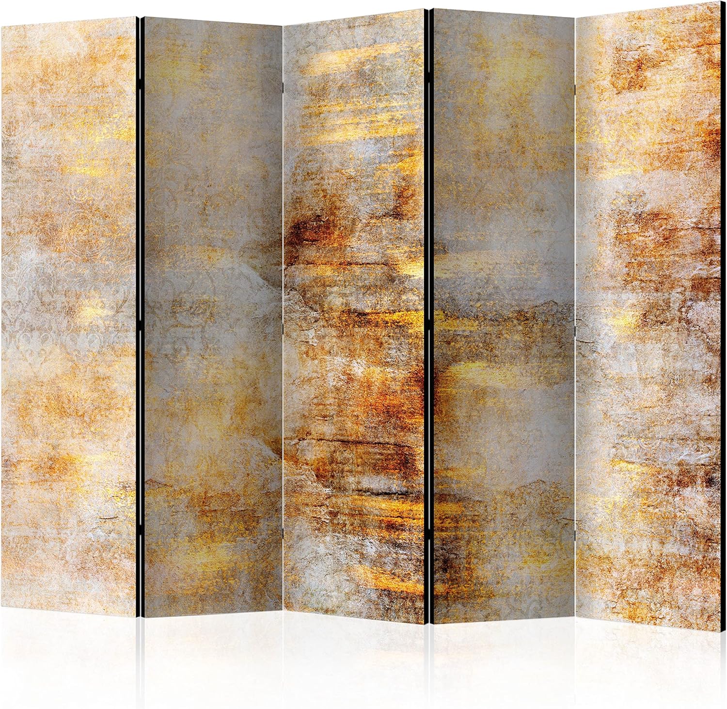 murando - paravent intérieur double face 225 cm 172 cm - séparateur bois naturel toile imprimée abstraction couleurs nature-Lamiahaven