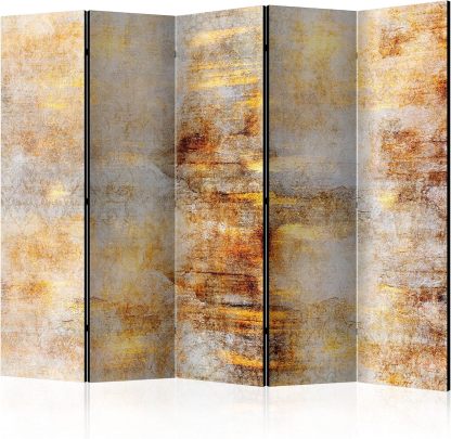 murando - paravent intérieur double face 225 cm 172 cm - séparateur bois naturel toile imprimée abstraction couleurs nature-Lamiahaven