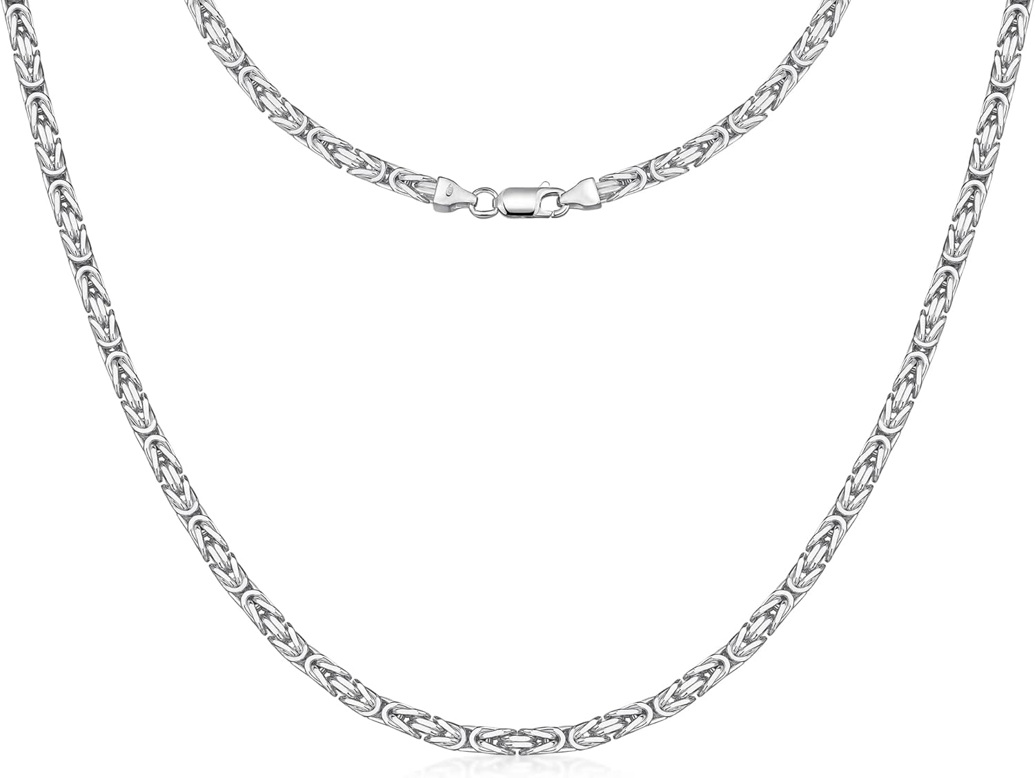 Silberketten Store chaîne homme argent 925 byzantin - largeur 4,5 mm - longueur 45 à 100 cm avec mousqueton-Lamiahaven