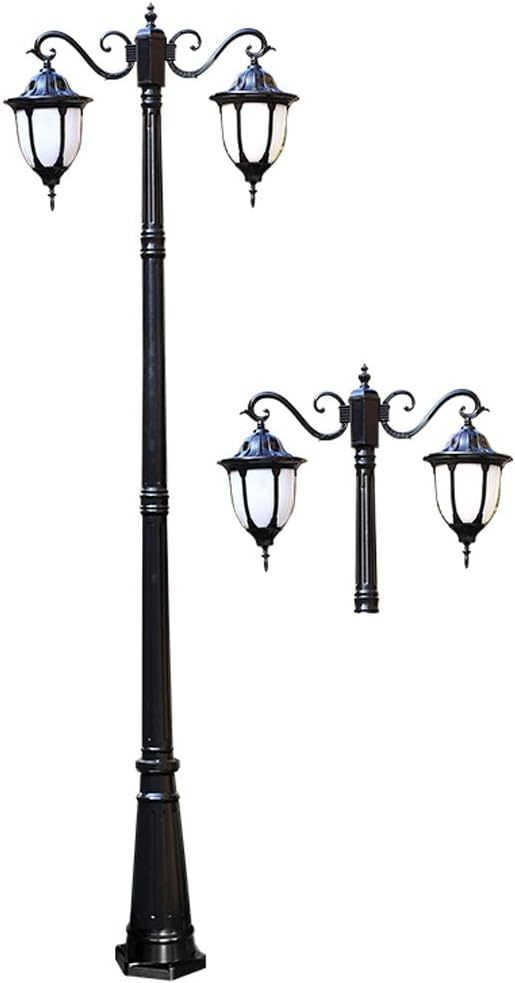 Lampadaire extérieur double tête - noir - IP55 - E27 - allée jardin terrasse pilier-Lamiahaven