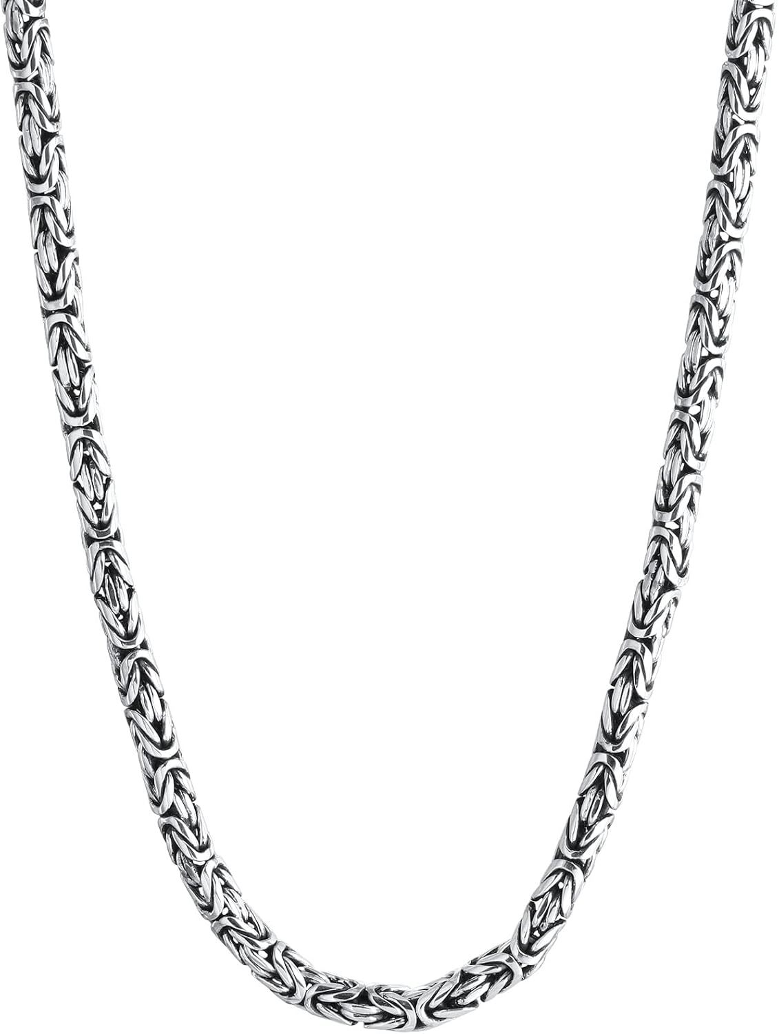 Kuzzoi collier byzantin homme argent sterling 925 massif - chaîne 5 mm longueur 50 cm - fermoir mousqueton-Lamiahaven