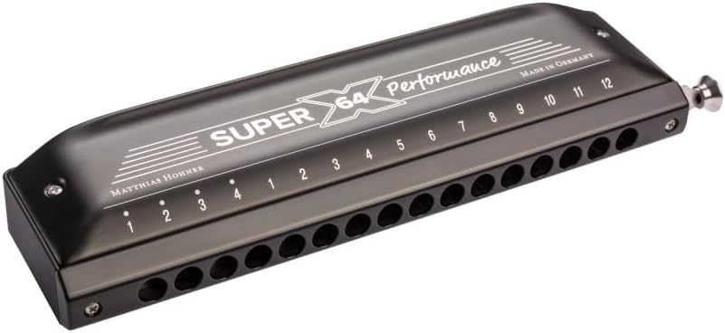HOHNER Super 64X Performance - Harmonica chromatique noir en do avec finition haut de gamme et étui-Lamiahaven