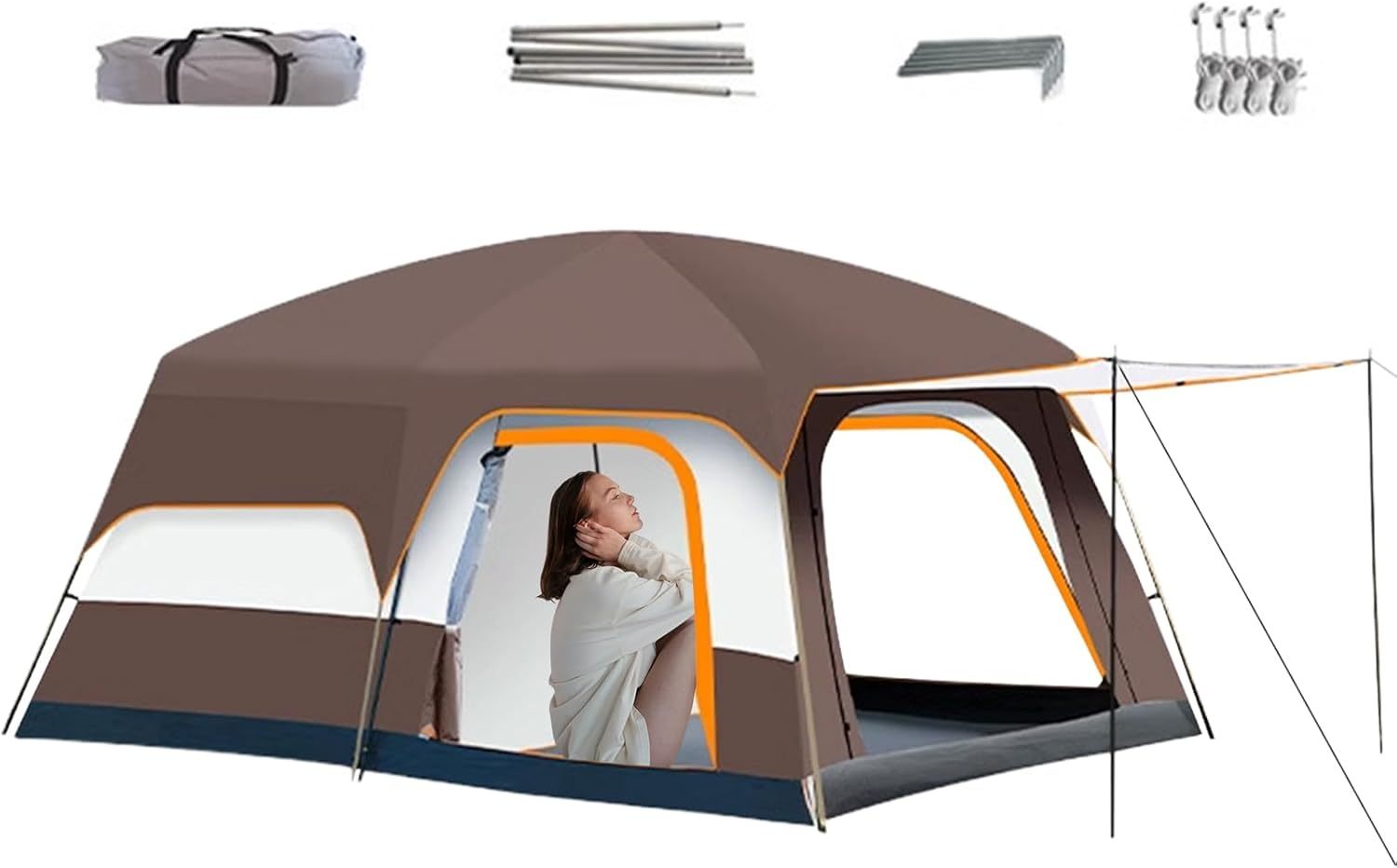 Renchey tente familiale cabine - Tente camping multi chambres en tissu Oxford pour plage pique nique jardin festival voyage et randonnée-Lamiahaven