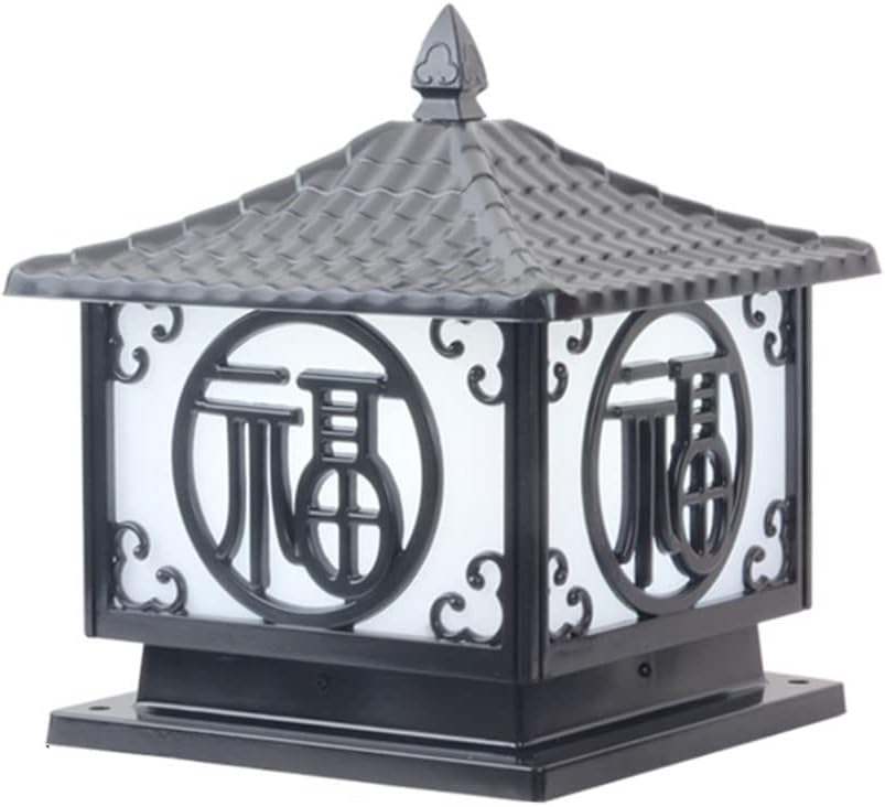 Lampe de pilier extérieur vintage - noir - aluminium - IP54 - éclairage terrasse patio jardin poteau-Lamiahaven