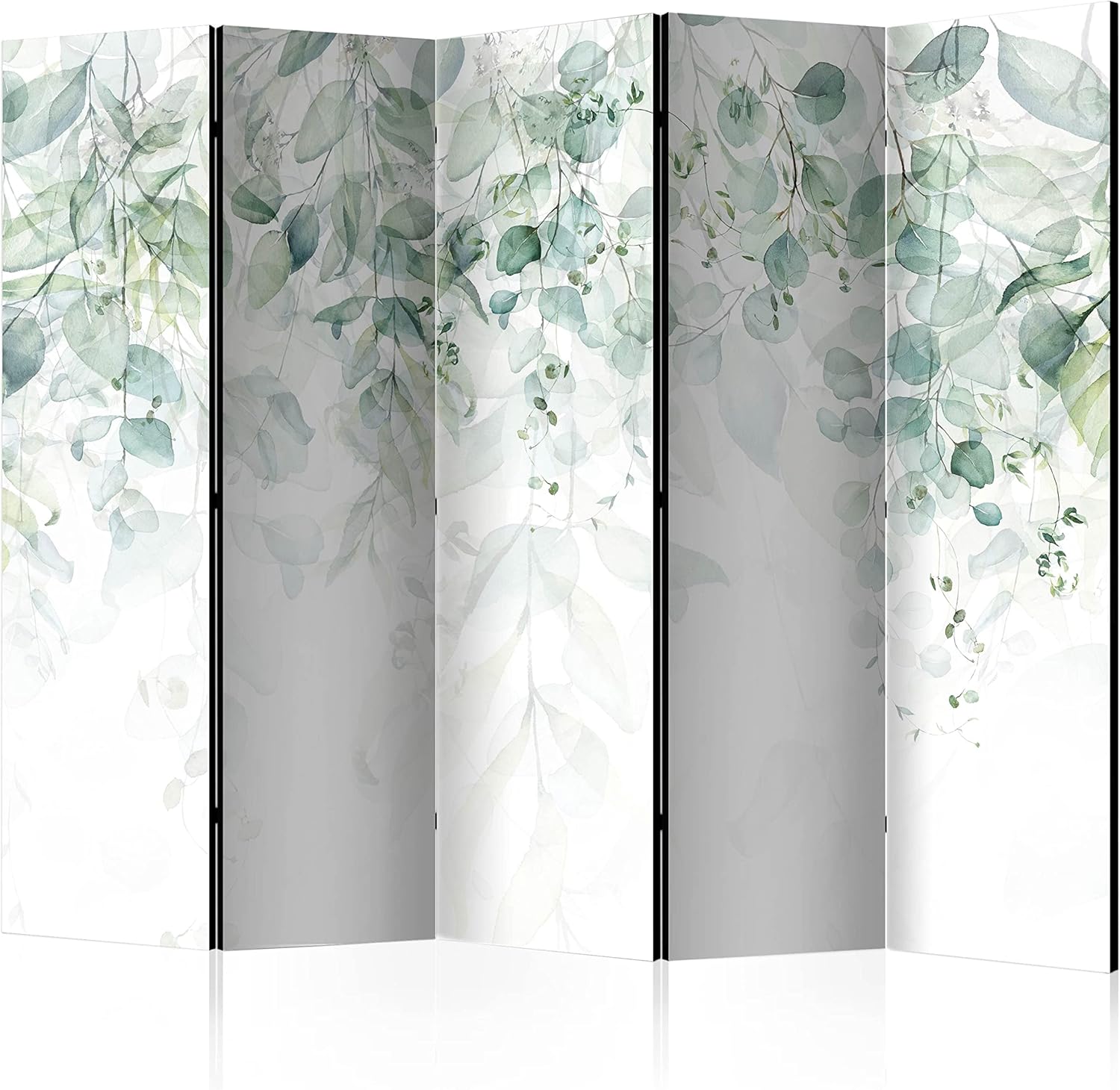 murando - paravent double face 225 cm 172 cm - séparateur de pièce bois naturel jungle forêt feuilles style nature-Lamiahaven