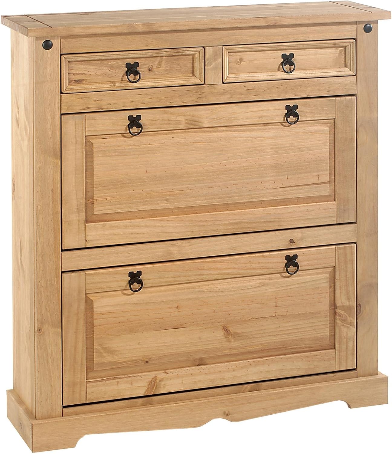 IDIMEX Tequila meuble à chaussures mexicain pin massif - armoire 16 paires avec 2 abattants et 2 tiroirs-Lamiahaven