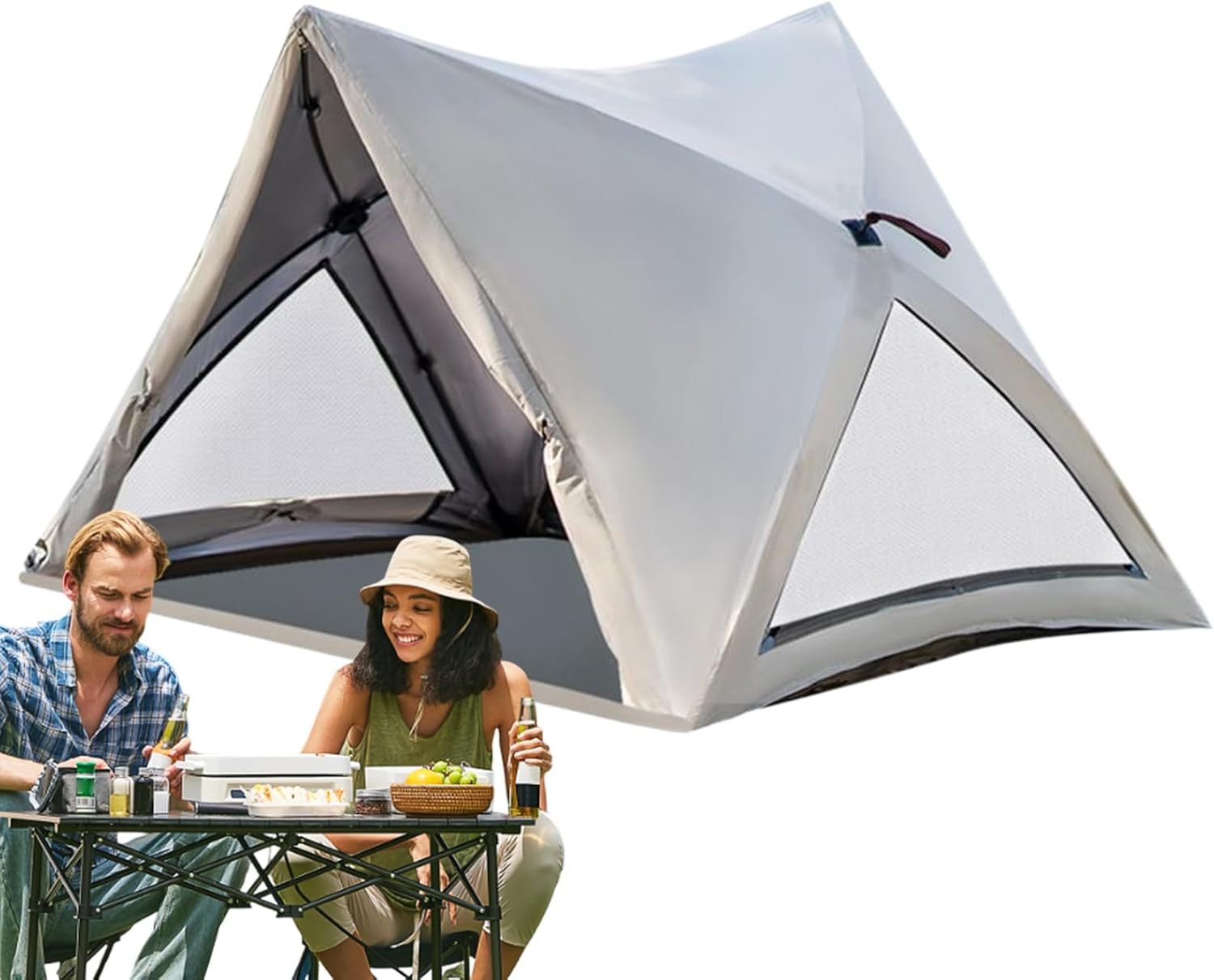 Zuasdvnk tente de camping familiale automatique - tente sac à dos 3 à 4 personnes - abri Oxford résistant intempéries-Lamiahaven