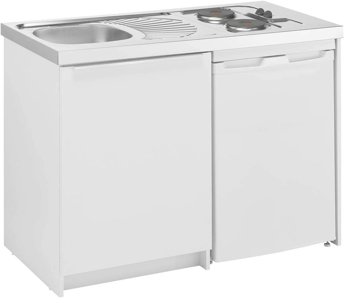 MODERNA Boreale - éléments bas kitchenette blanche 120 cm - meuble cuisine mélaminé mat moderne-Lamiahaven