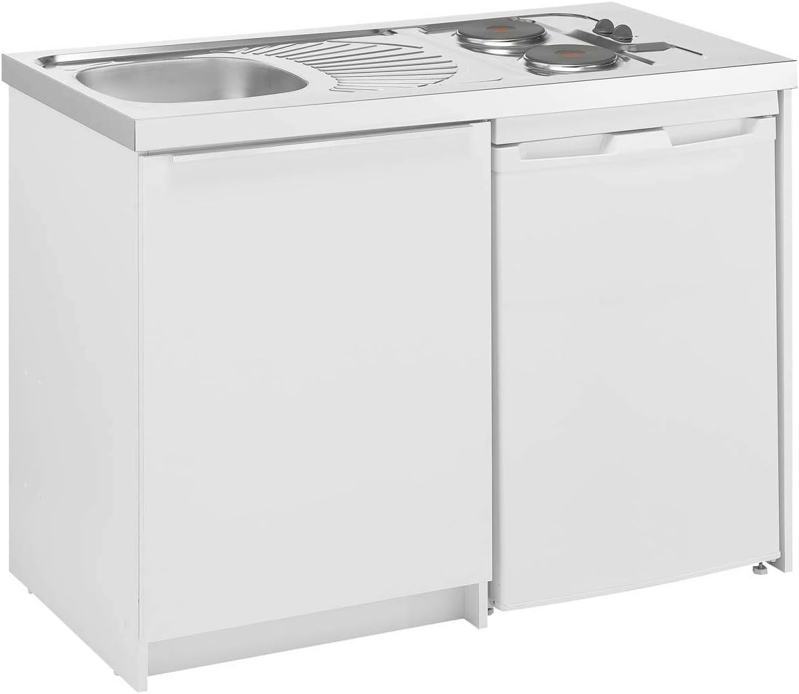 MODERNA Boreale - éléments bas kitchenette blanche 120 cm - meuble cuisine mélaminé mat moderne-Lamiahaven