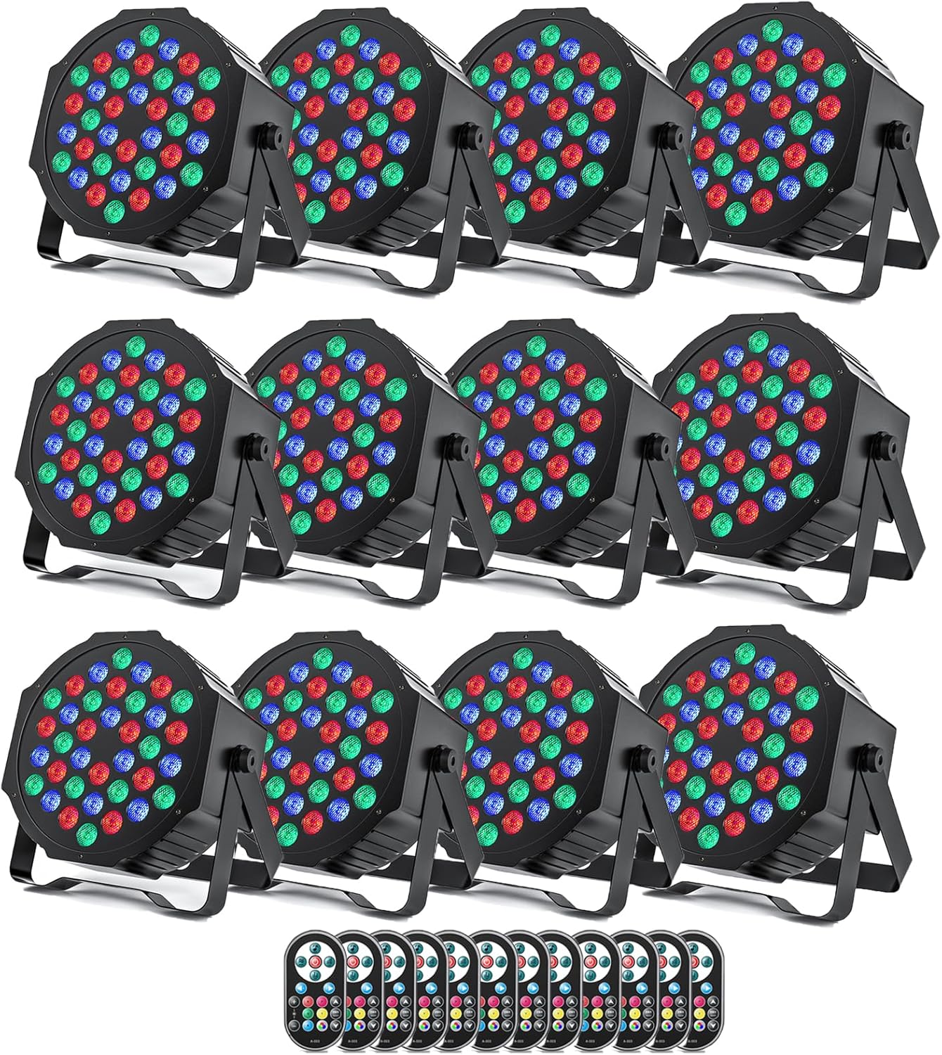 U King - lot de 12 projecteurs PAR RGB 72 W 36 LED - lumière scène son activé télécommande DJ bar concert-Lamiahaven
