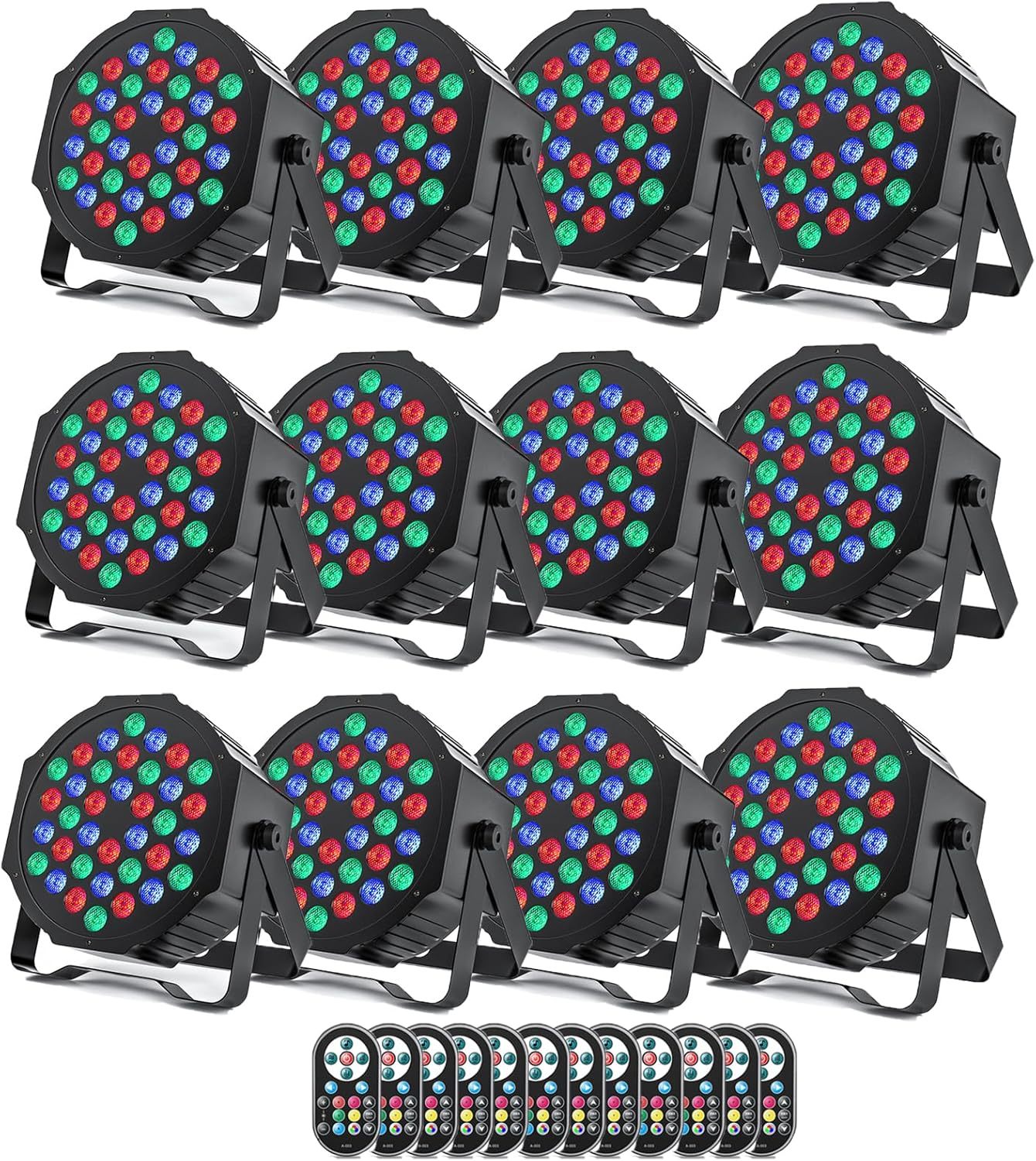 U King - lot de 12 projecteurs PAR RGB 72 W 36 LED - lumière scène son activé télécommande DJ bar concert-Lamiahaven