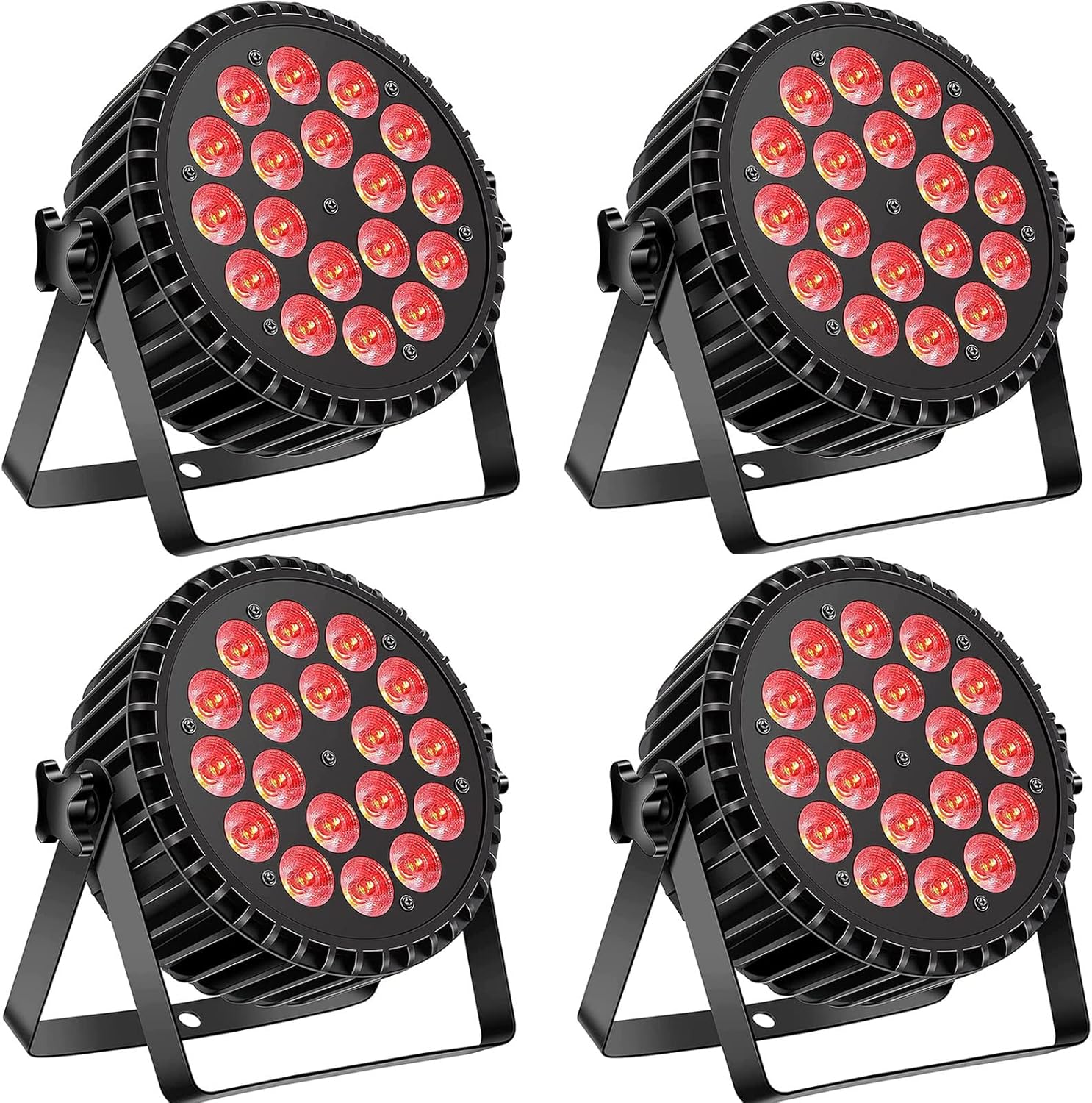 DELIBANG - lot de 4 projecteurs PAR LED RGBW DMX 18 LED - lumière DJ stroboscope voix mariage club-Lamiahaven