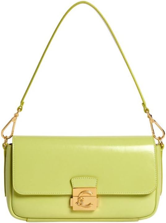 Coccinelle C Me Lock Shiny Smooth sac à main vert clair - sac épaule bandoulière en cuir de vache - rabat élégant-Lamiahaven