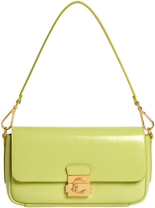 Coccinelle C Me Lock Shiny Smooth sac à main vert clair - sac épaule bandoulière en cuir de vache - rabat élégant-Lamiahaven