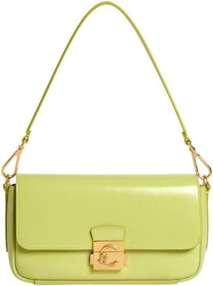 Coccinelle C Me Lock Shiny Smooth sac à main vert clair - sac épaule bandoulière en cuir de vache - rabat élégant-Lamiahaven