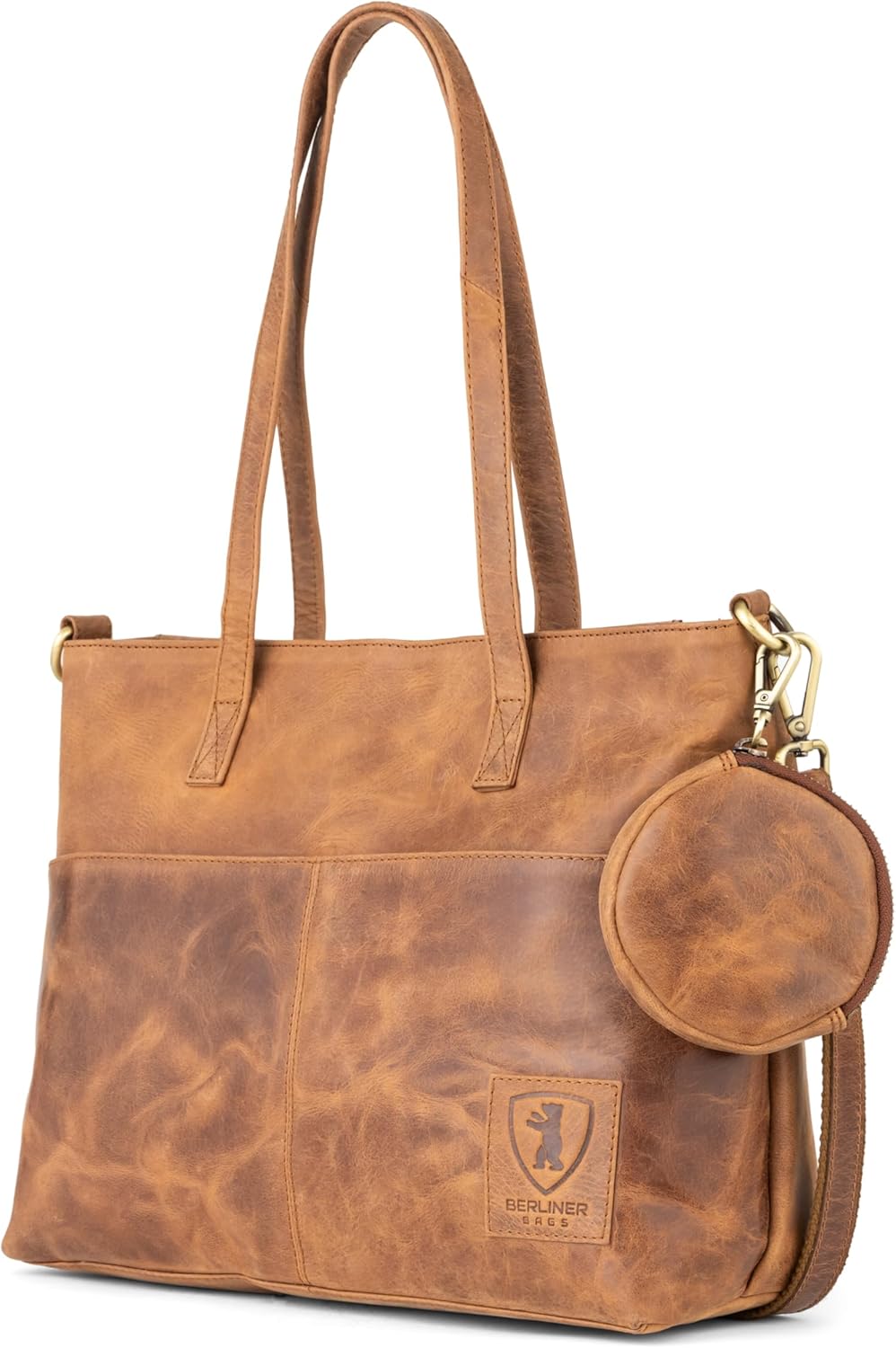 Berliner Bags Julia sac femme bandoulière vintage - sac de travail en cuir véritable - compartiment ordinateur 14 pouces - cabas grande capacité-Lamiahaven