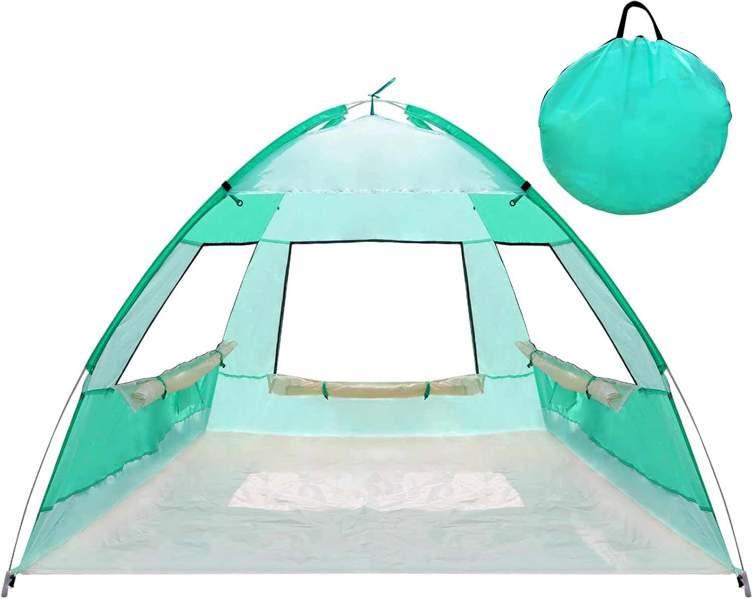 Zyerch tente de plage pop up verte - abri solaire étanche polyester - protection UV pour camping et plage-Lamiahaven