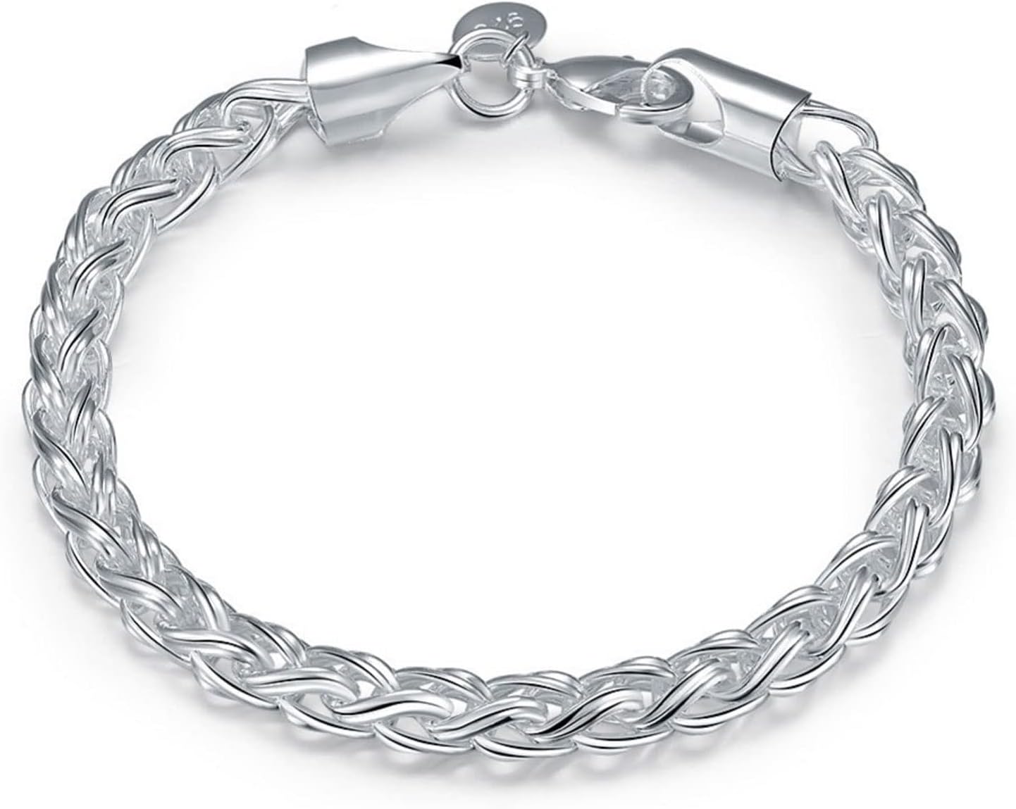 Bracelet HLTYGWX Arazi - argent sterling - chaîne de fouet 6 mm - 20 cm - bijou homme-Lamiahaven