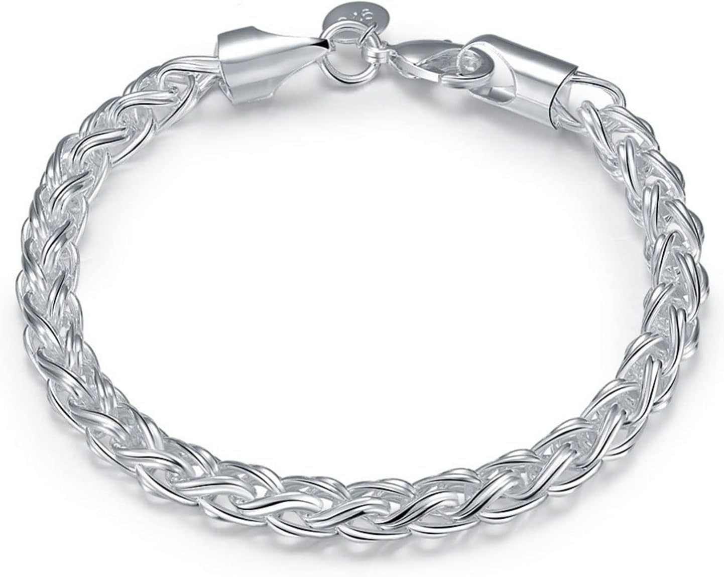 Bracelet HLTYGWX Arazi - argent sterling - chaîne de fouet 6 mm - 20 cm - bijou homme-Lamiahaven