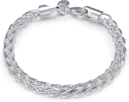 Bracelet HLTYGWX Arazi - argent sterling - chaîne de fouet 6 mm - 20 cm - bijou homme-Lamiahaven