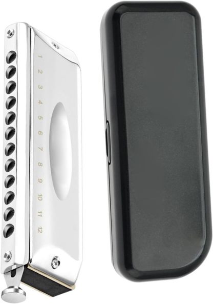 TSTS harmonica chromatique argenté 12 trous - 48 tons Key Bb - instrument de performance pour débutant-Lamiahaven