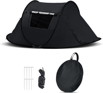 CLIPOP tente de plage pliable noire 1 à 3 personnes - abri solaire UPF 50 imperméable - camping pêche pique nique-Lamiahaven