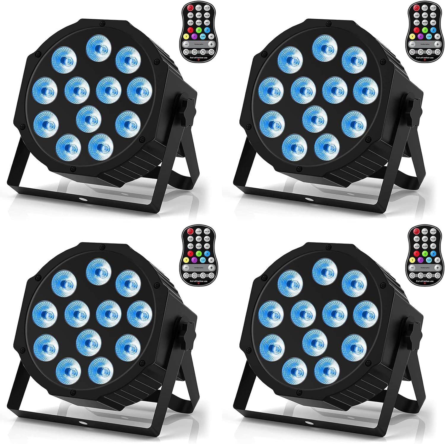 ZonQoonz - lot de 4 projecteurs PAR LED RGBW rechargeables - éclairage scène sans fil son activé mariage bar disco-Lamiahaven