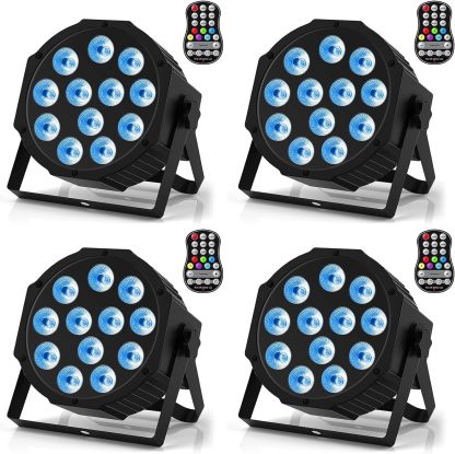 ZonQoonz - lot de 4 projecteurs PAR LED RGBW rechargeables - éclairage scène sans fil son activé mariage bar disco-Lamiahaven