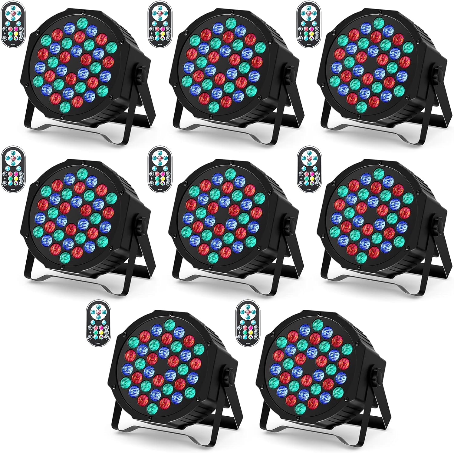 U King - lot de 8 projecteurs RGB 72 W - lumière de scène avec son activé télécommande pour fête DJ et bar-Lamiahaven