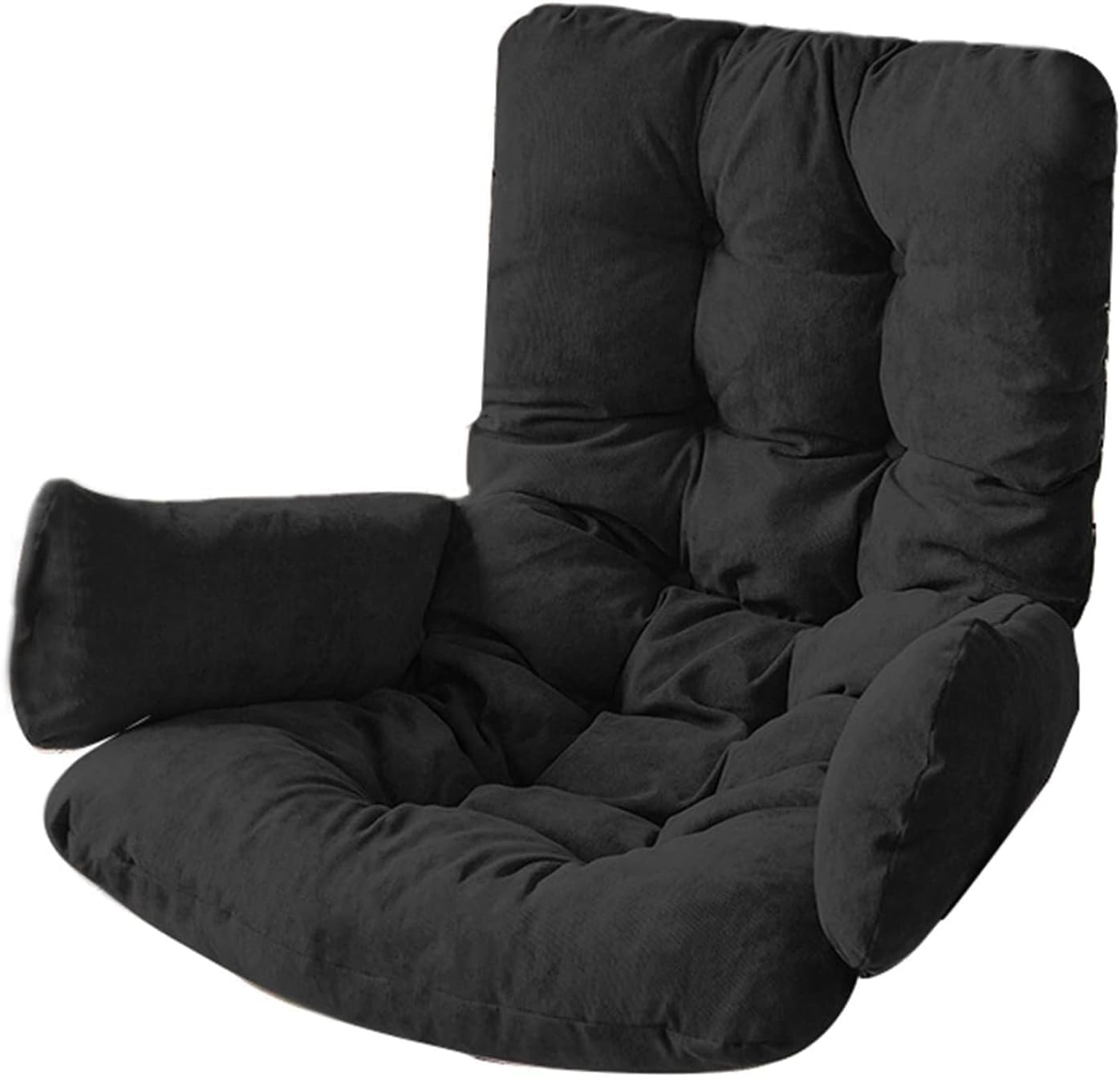 Coussin noir pour chaise oeuf suspendue - assise et dossier épais - intérieur extérieur-Lamiahaven